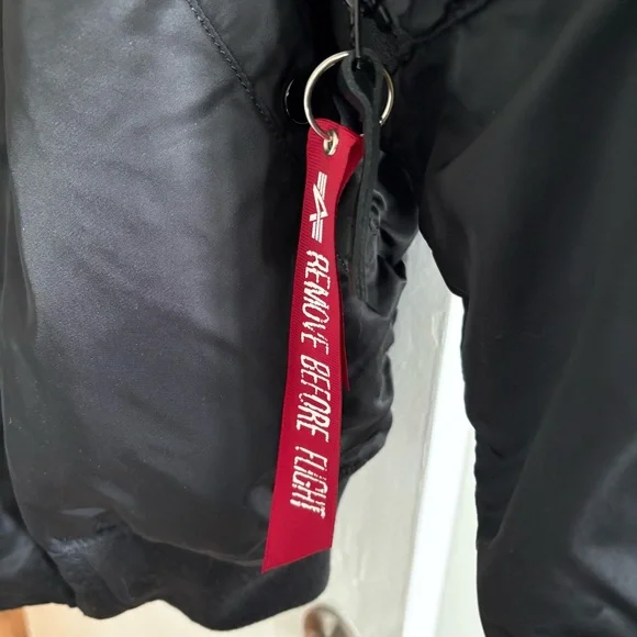 Alpha Industries Black Bomber Jacket N-2B with Fur Trim - Picture 7 of 8